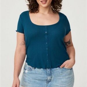 NWT torrid Teal Button Henley Women's crop Top